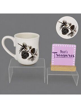 Potter's Corner BRONZE PINECONE & Base Cream Speckled 20oz Ceramic 4" Cup Mug